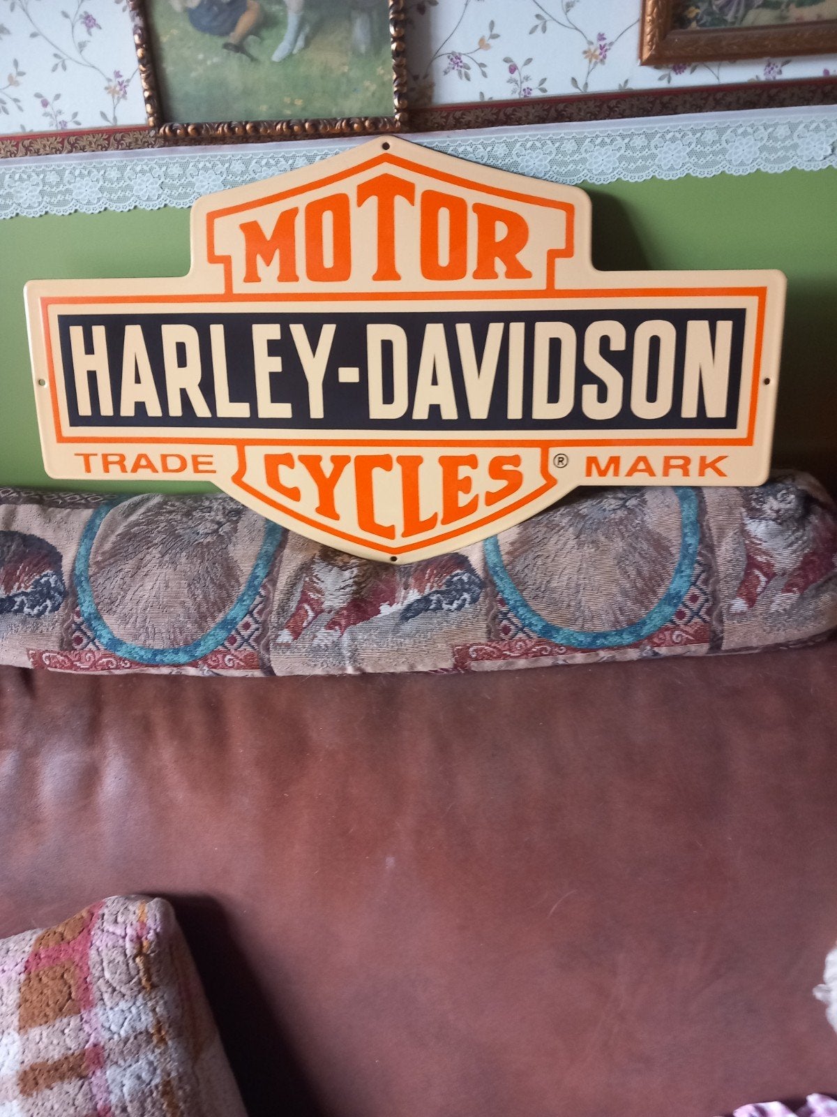super mooi groot emaile bord  60x35cm Harley Davidson wapen, Verzamelen, Ophalen of Verzenden, Zo goed als nieuw, Reclamebord