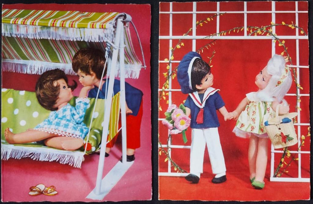 2 poppenkaarten (ongelopen), Verzamelen, Ansichtkaarten | Themakaarten, Ophalen of Verzenden, 1960 tot 1980, Ongelopen, Sterren en Beroemdheden