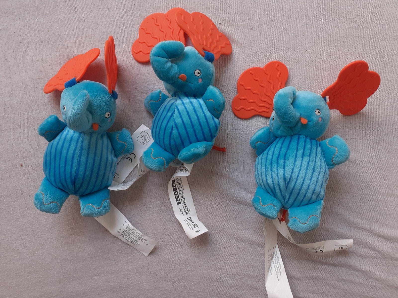 enkele nieuwe KNUFFELS  blauw pluche / oranje oortjes IKEA, IKEA, Blauw, Nieuw, Ophalen of Verzenden