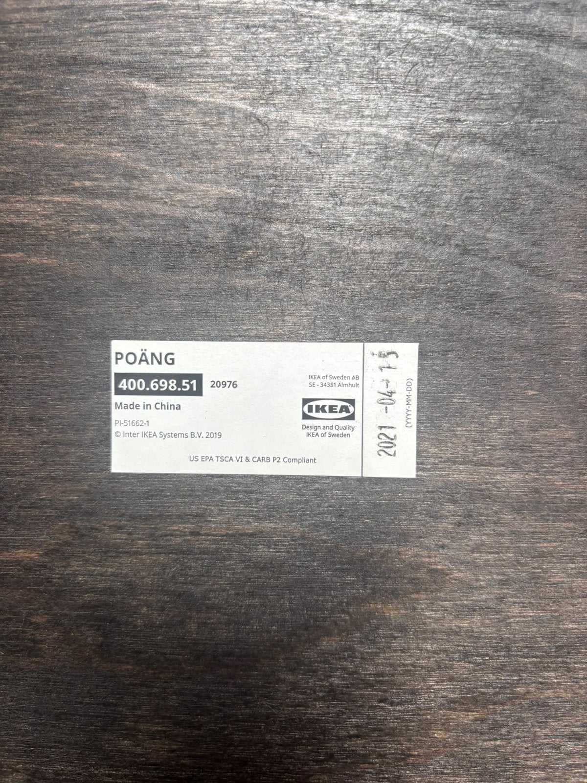 IKEA POÄNG Fauteuil met voetenbank - Zwart/Donkerbruin, Gebruikt, Zwart, Ophalen of Verzenden, Eén