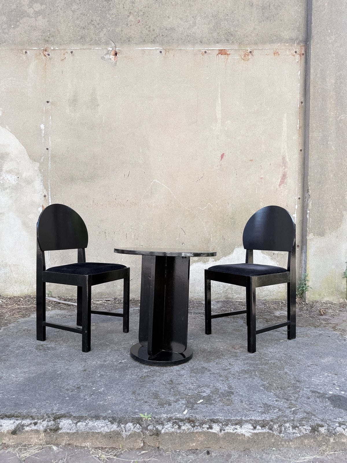 Zwart Art Deco stijl bistro set met 2 stoelen en tafel, Ophalen