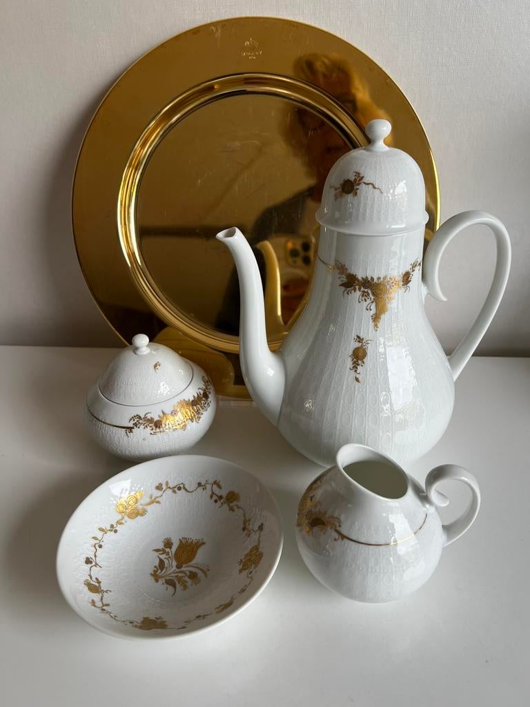 4 Bjorn Wiinblad Rosenthal Romanze Goud Koffiepot Roomstel, Overige typen, Ophalen of Verzenden, Zo goed als nieuw, Overige stijlen