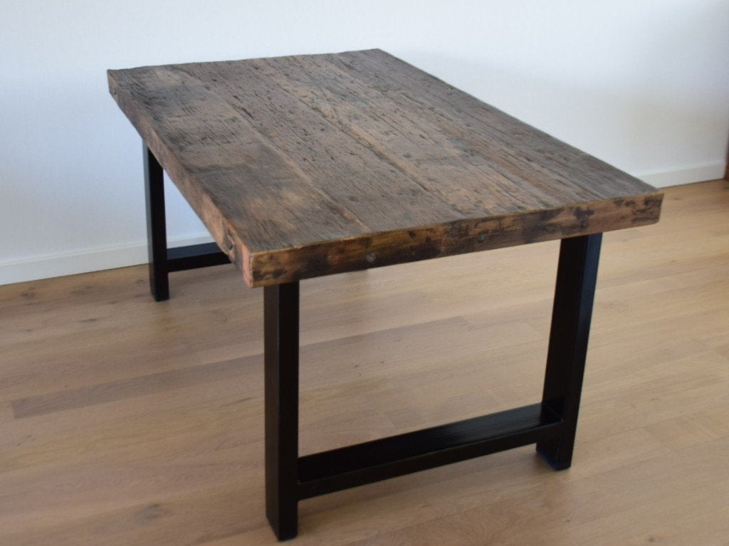landelijke Eettafel robuust oud hout, Huis en Inrichting, Tafels | Eettafels, Ophalen, 50 tot 100 cm, Zo goed als nieuw, 150 tot 200 cm