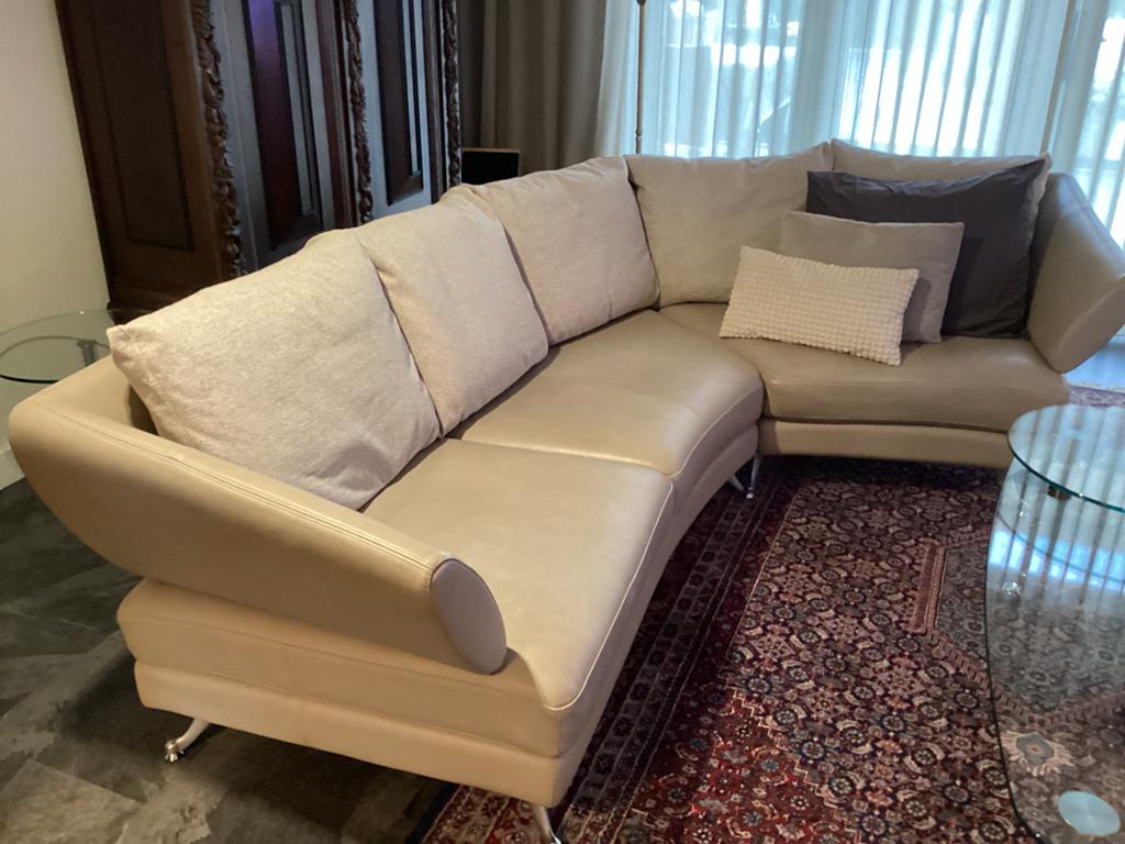 Rolf Benz hoekbank, beige, Ophalen, Gebruikt, Leer