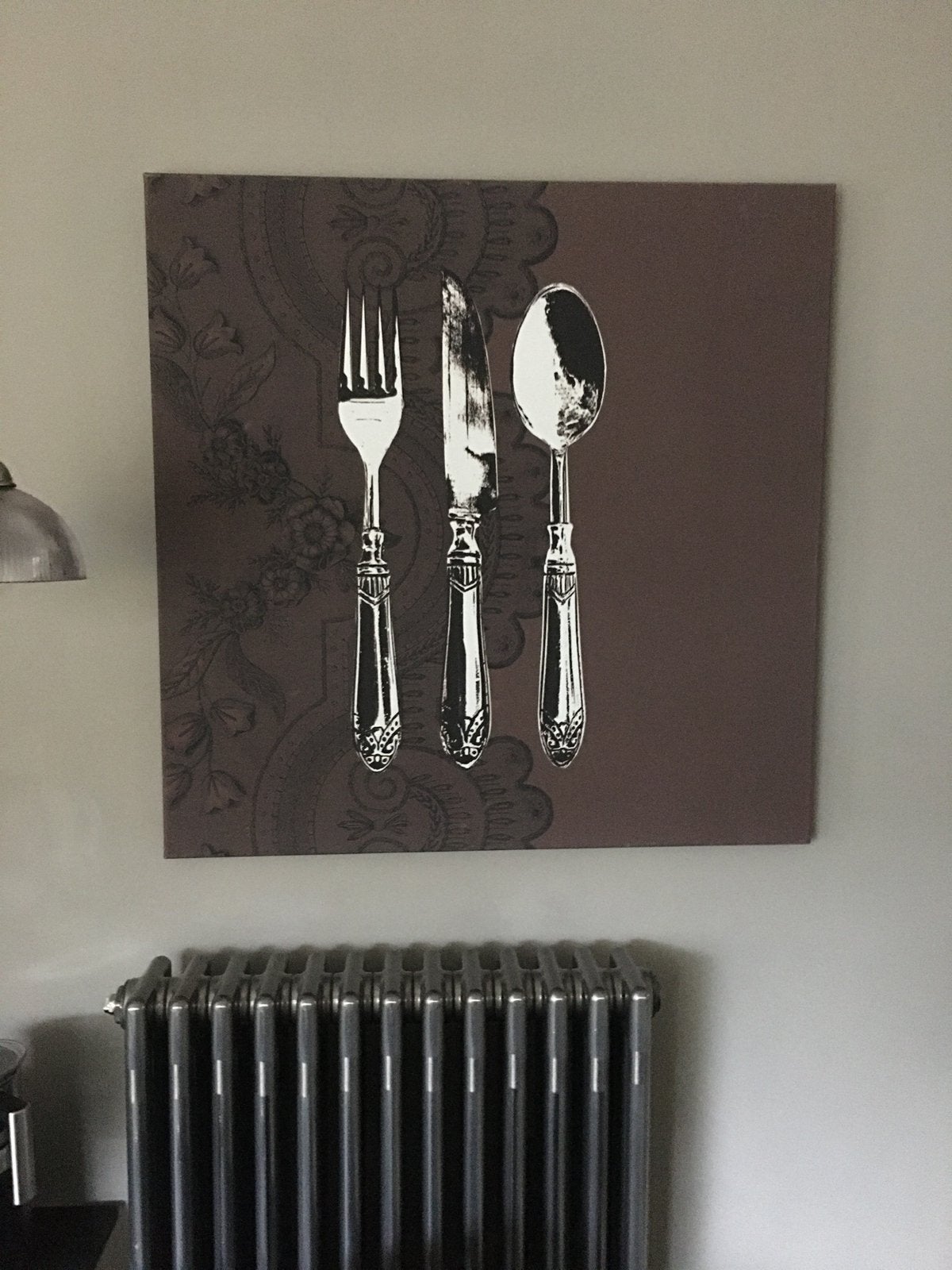 Canvasdoek “bestek” landelijk klassiek vintage, Huis en Inrichting, Ophalen, Zo goed als nieuw, Minder dan 50 cm, Schilderij