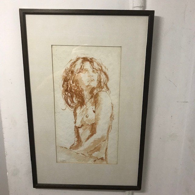 Ben Hosman (Bussum 1919 - Blaricum 2009), Antiek en Kunst, Kunst | Tekeningen en Foto's, Ophalen of Verzenden, Tekening, Met ophangsysteem