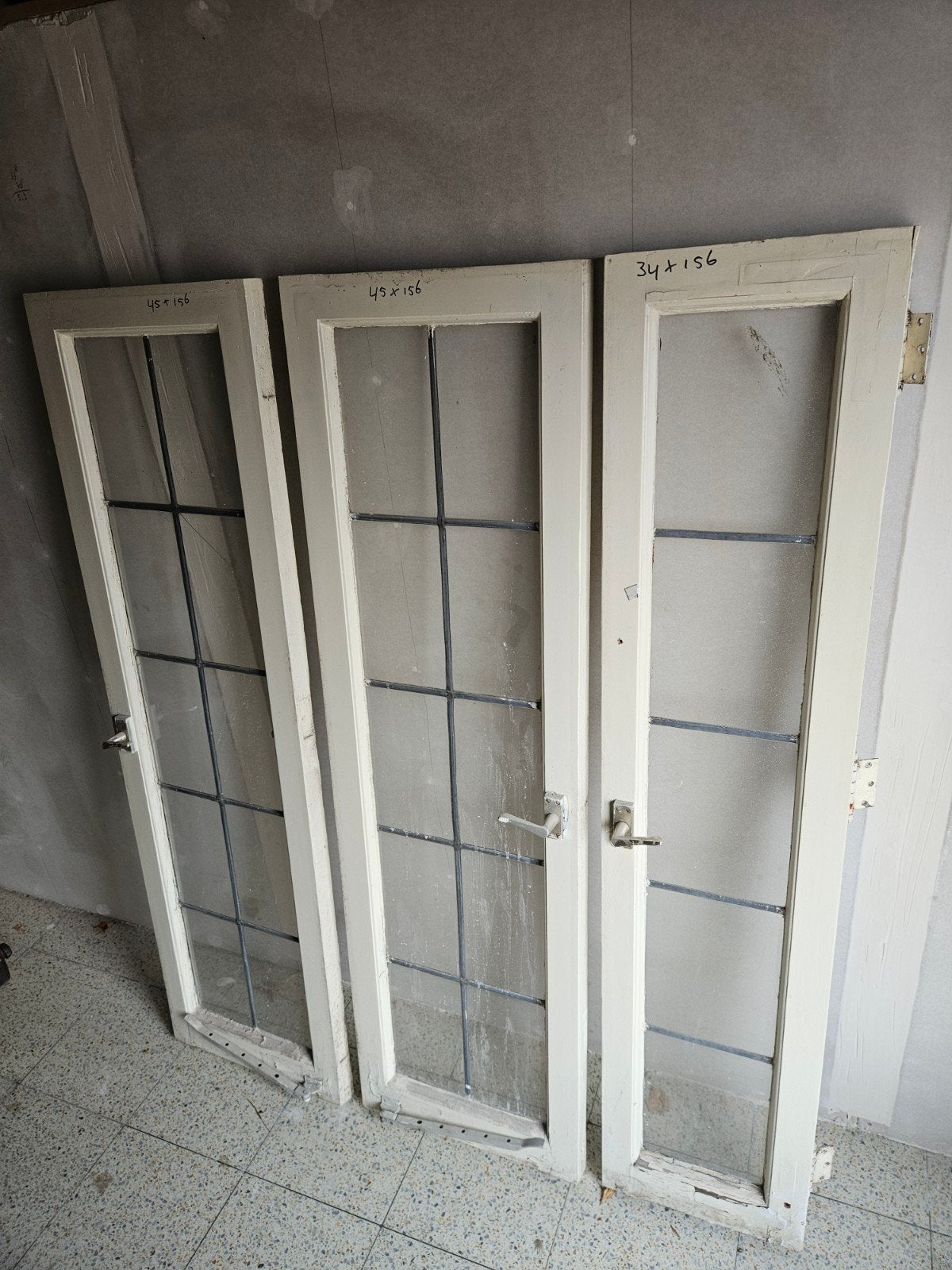 Drie ramen glas in lood., Gebruikt, Binnendeur, Minder dan 200 cm, Ophalen of Verzenden