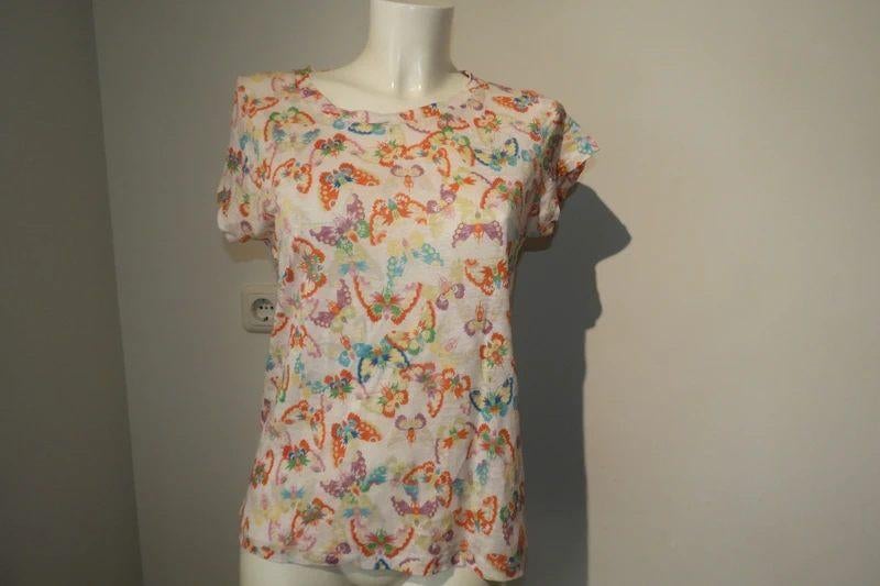 Zadig & Voltaire shirt kleurrijke vlinders schedel print S, Zadig & Voltaire, Overige kleuren, Verzenden, Korte mouw