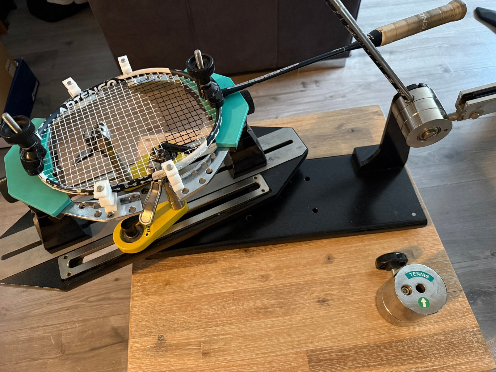 Bespanmachine tbv badminton of tennis, Sport en Fitness, Tennis, Ophalen of Verzenden, Zo goed als nieuw, Overige merken, L00