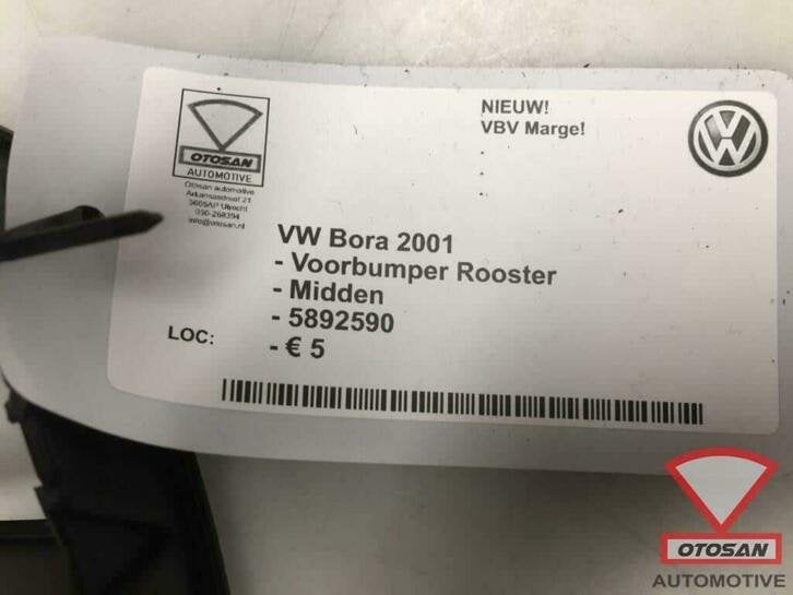 vw bora 2001 voorbumper rooster midden nieuw! 5892590, Volkswagen, Volkswagen AG, Nieuw, Bumper