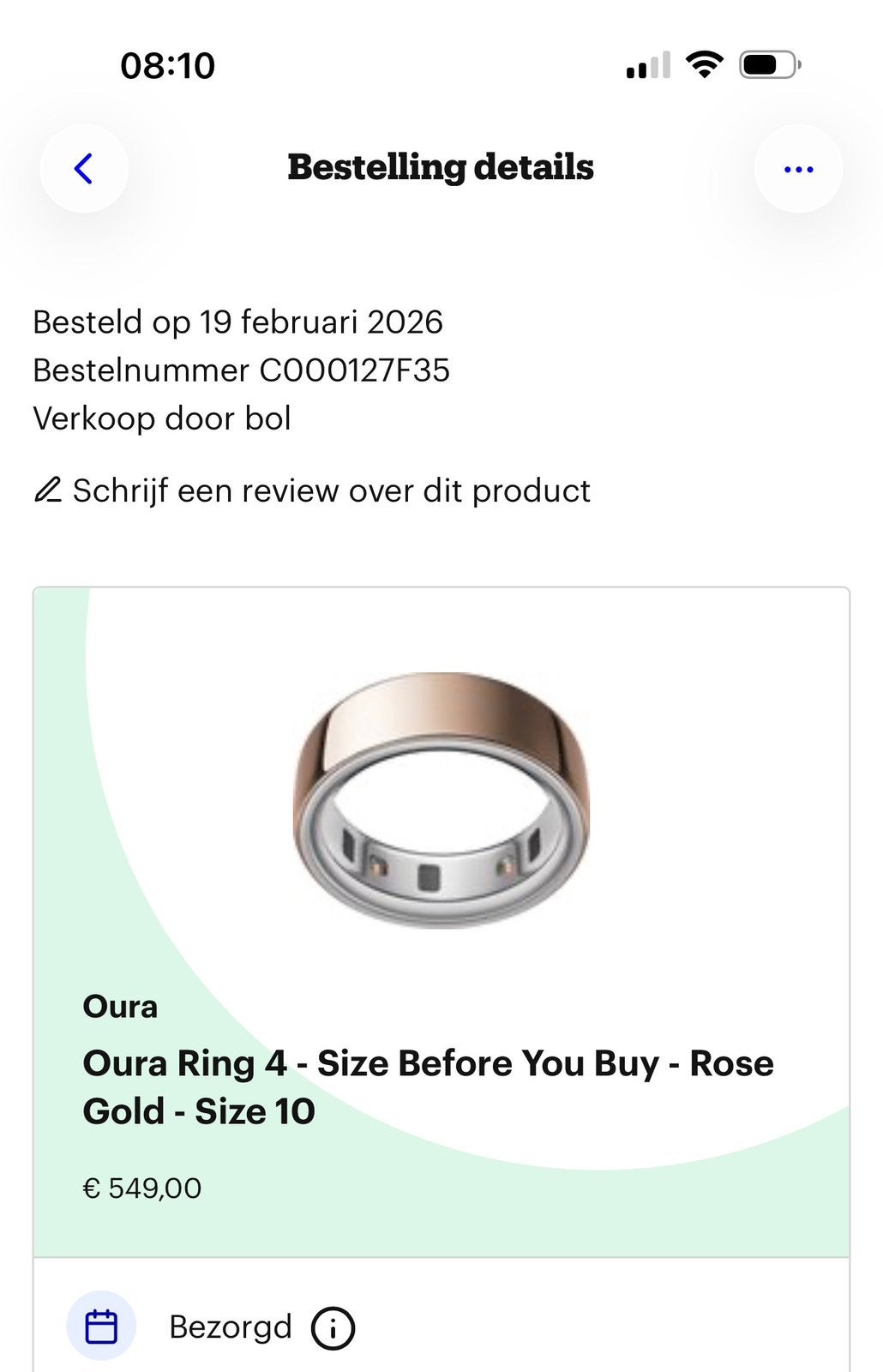 Oura ring 4 / Kleur: Roze / Maat: 10 / Aanschaf 02-2026, Ophalen of Verzenden, Waterdicht, Zo goed als nieuw, Roze