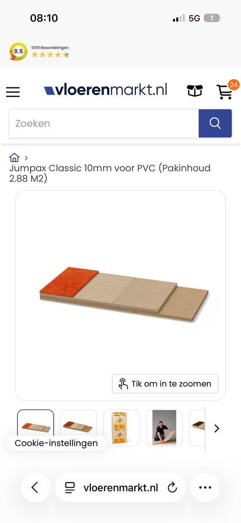 Jumpax Classic 10mm ondervloer voor PVC (2.88 M2), 30 cm of meer, 50 tot 150 cm, Overige typen, Ophalen of Verzenden
