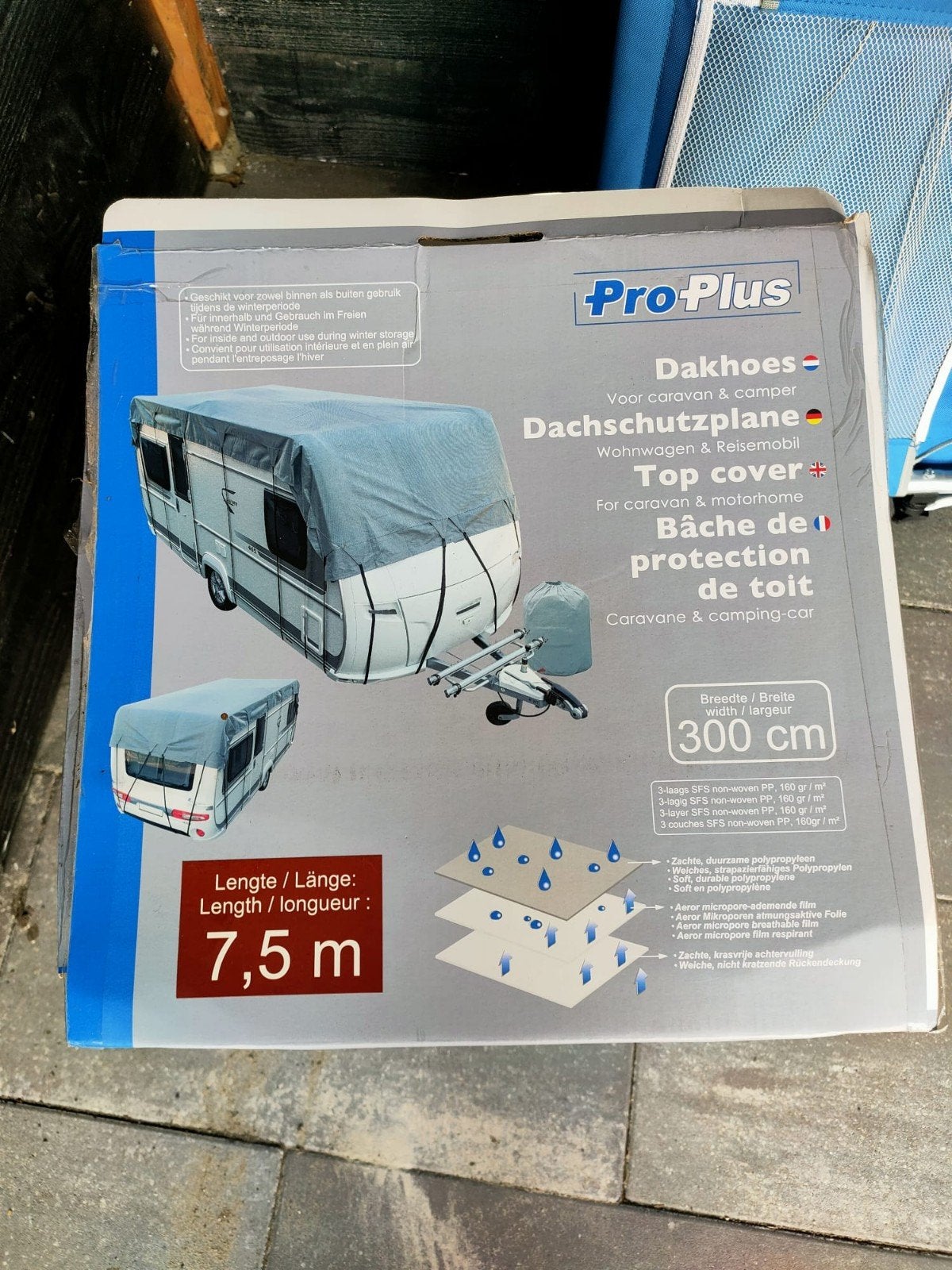 Proplus beschermhoes 750cm voor camper/caravan - Z.g.a.n., Caravans en Kamperen, Caravan accessoires, Ophalen, Zo goed als nieuw