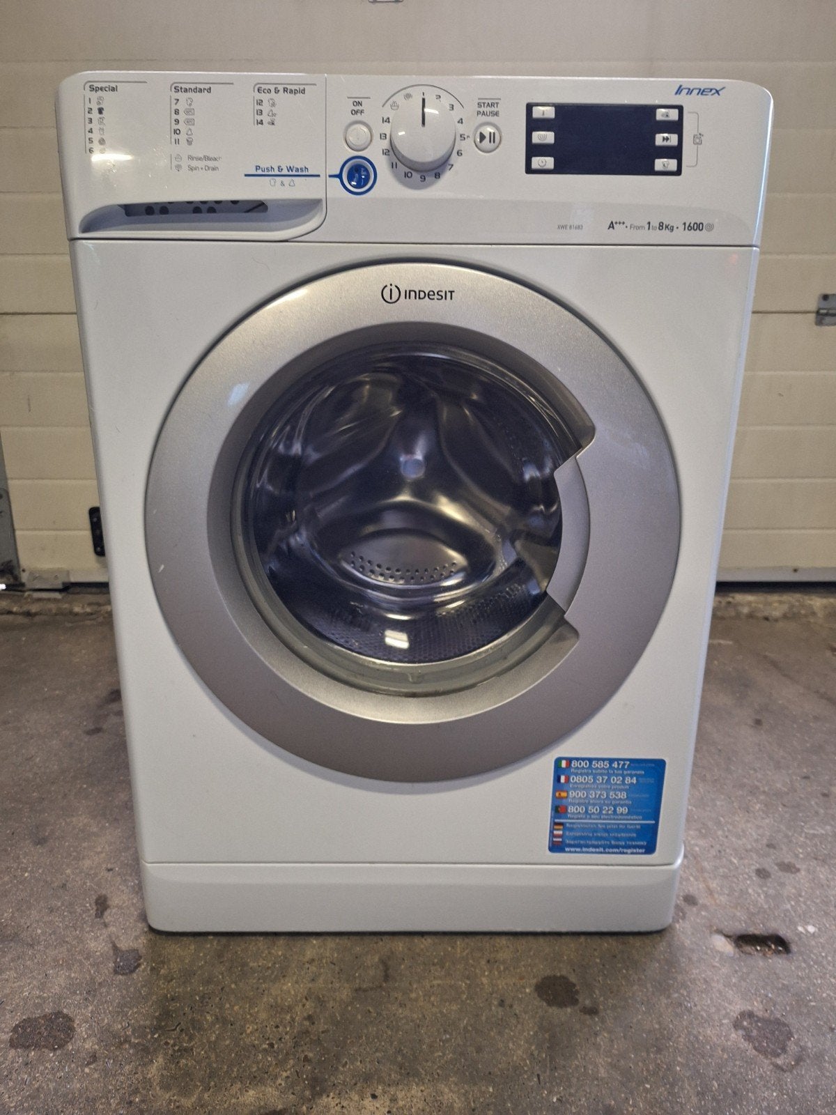Indesit Wasmachine | Laadvermogen 8 kg | 1600 toeren | A+++, Ophalen, 85 tot 90 cm, Onbekend, 8 tot 10 kg
