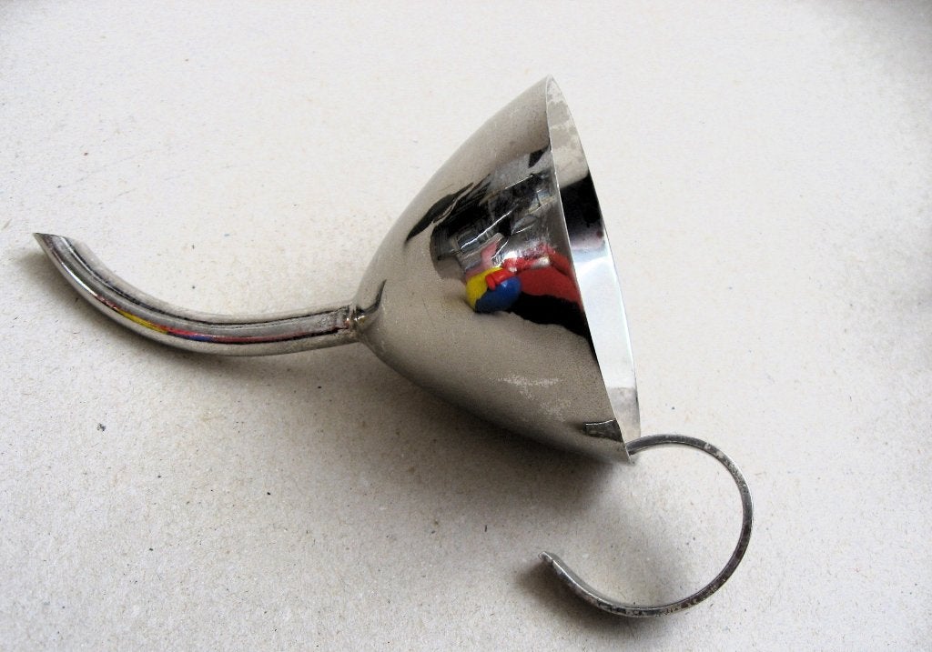 Vintage trechter met ophanghaakje, verchroomd RVS, Antiek en Kunst, Ophalen of Verzenden