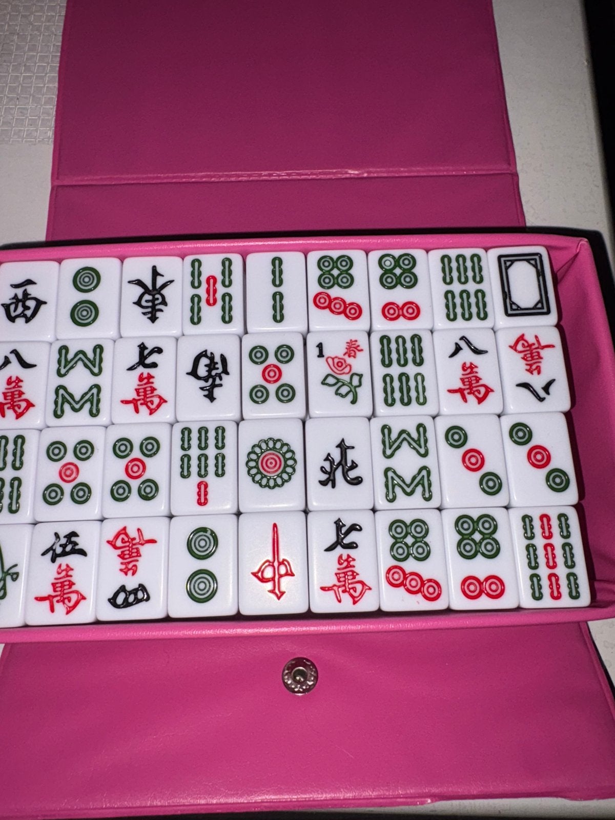 mini mayong set in roze etui, Hobby en Vrije tijd, Ophalen of Verzenden, Zo goed als nieuw