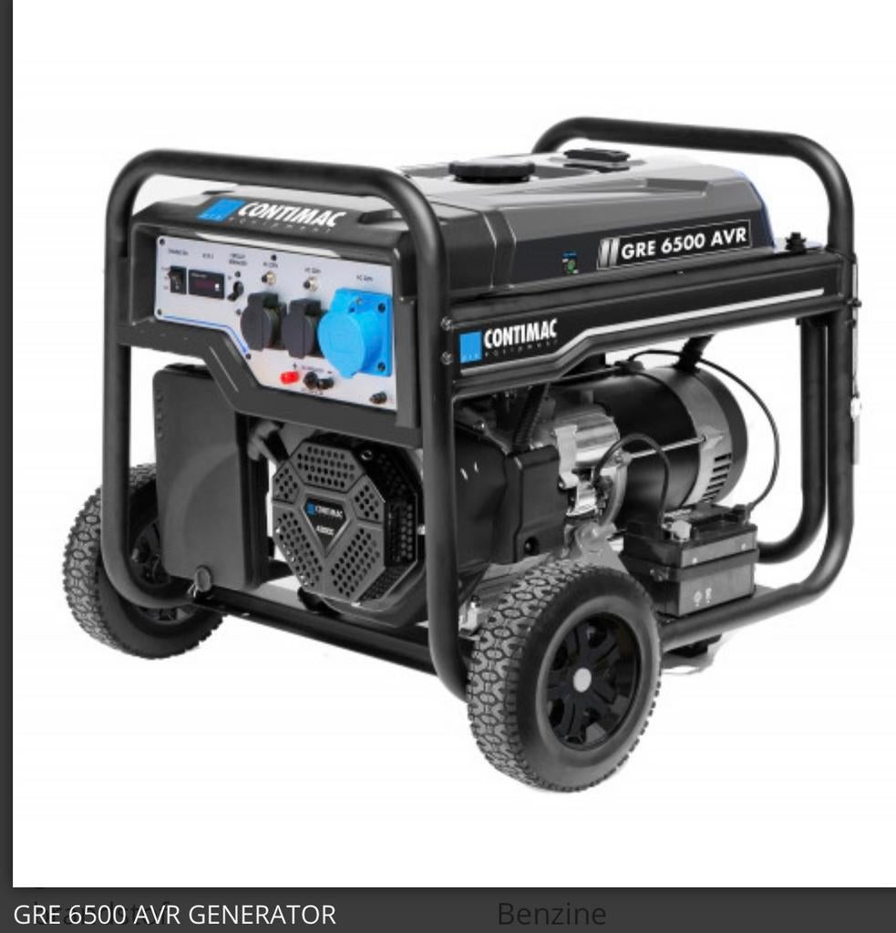 Contimac GRE 6500 AVR Benzine Generator, Ophalen, Elektrisch startend, Benzine, Zo goed als nieuw