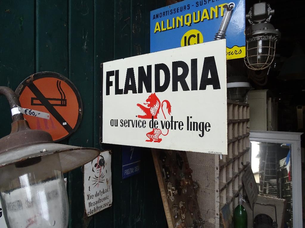 dubbelzijdig emaille reclamebord flandria, Ophalen