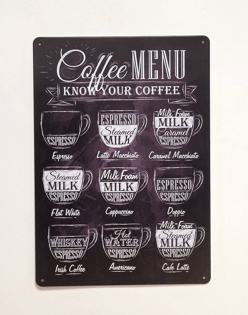 Coffe Menu koffie reclamebord van metaal wandbord decoratie, Info@deconoord.nl, Deco Noord, Nieuw, Ophalen of Verzenden