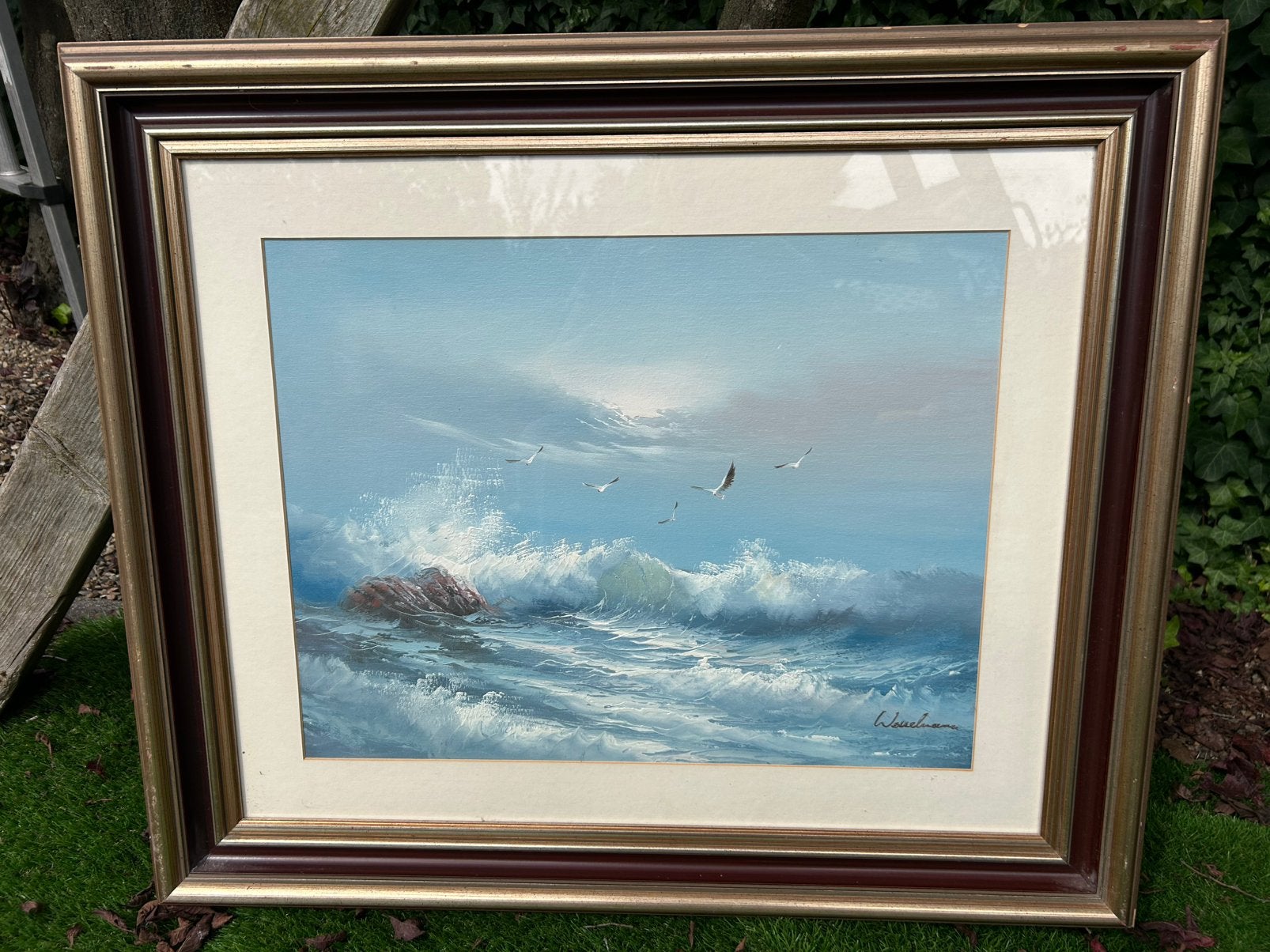 Schilderij in lijst 78 X 66 cm, Ophalen, Maritiem / water, Doek, Realistisch