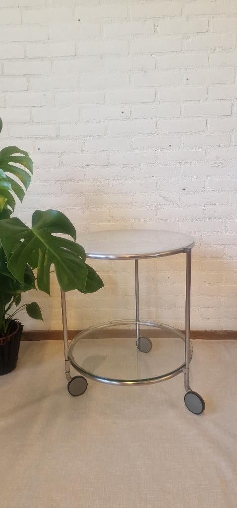 Vintage Ikea bijzettafeltje - Strind, Huis en Inrichting, Tafels | Bijzettafels, Minder dan 55 cm, Gebruikt, Glas, Onbekend