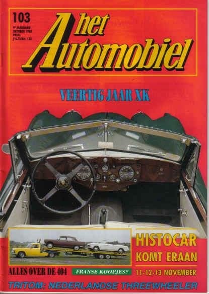 Automobiel 103 1988 : Peugeot 404 - Jaguar XK140 - Alfa 6C, Ophalen of Verzenden, Gelezen, Algemeen
