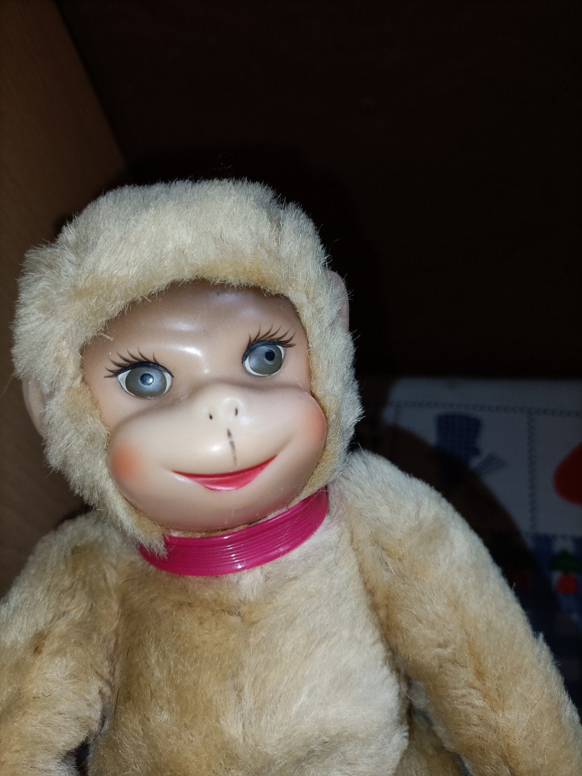 Vintage Schuco apenpop knuffel uit 1960 monhair 24 cm, Ophalen of Verzenden, Zo goed als nieuw
