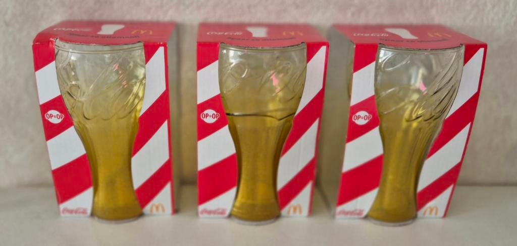 3 Coca Cola glazen NIEUW, Ophalen of Verzenden, Nieuw, Frisdrankglas