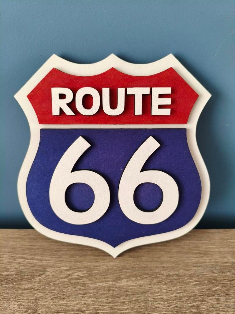 Laser gesneden 3D wandbord Route 66, Ophalen of Verzenden, Nieuw