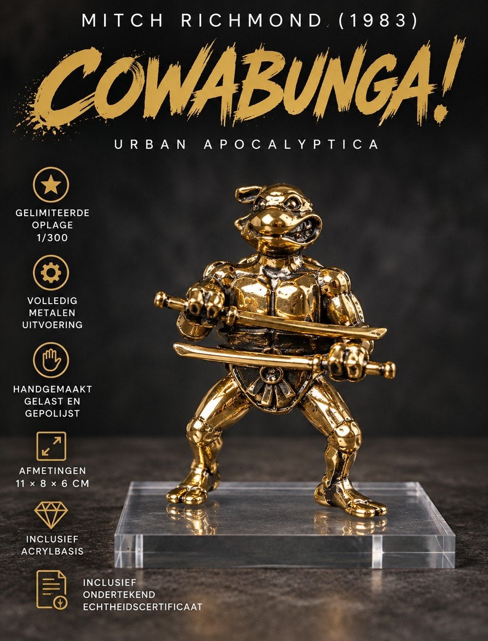 Mitch Richmond “Cowabunga!” – gelimiteerde metalen sculptuur, Verzenden