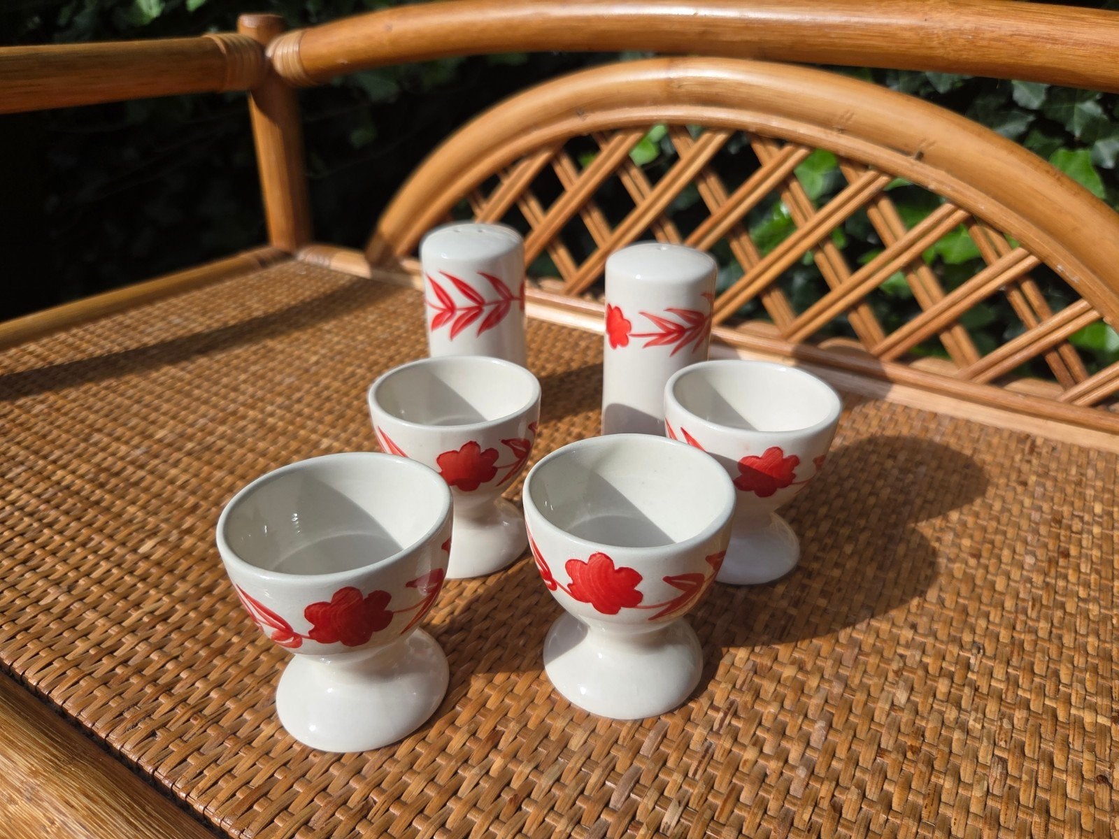 Vintage eierdopjes en peper- en zoutvaatje set, Ophalen of Verzenden, Overige stijlen, Overige typen