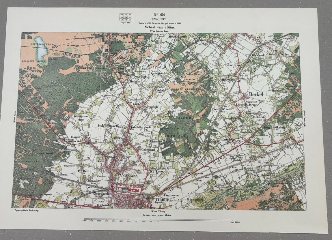 Mooie kaart van Enschot uit 1904 (45cm x 32cm), Boeken, Atlassen en Landkaarten, Ophalen, 1800 tot 2000, Nederland, Landkaart