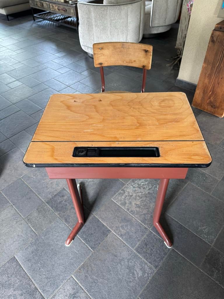 Vintage schoolbankje met stoel - Jaren '60 design, Ophalen