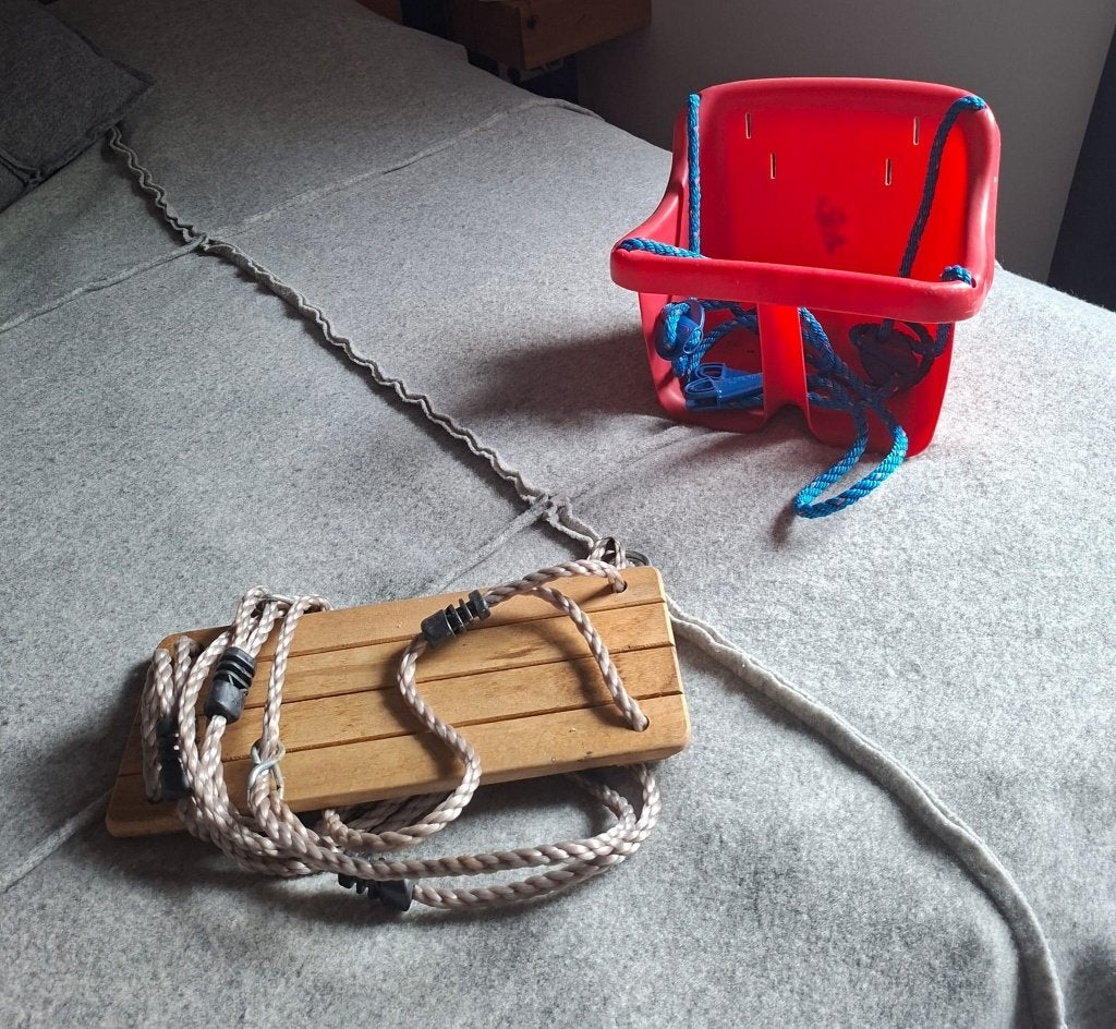 Schommelset: Houten plank en babyzitje, Ophalen, Gebruikt, Schommel
