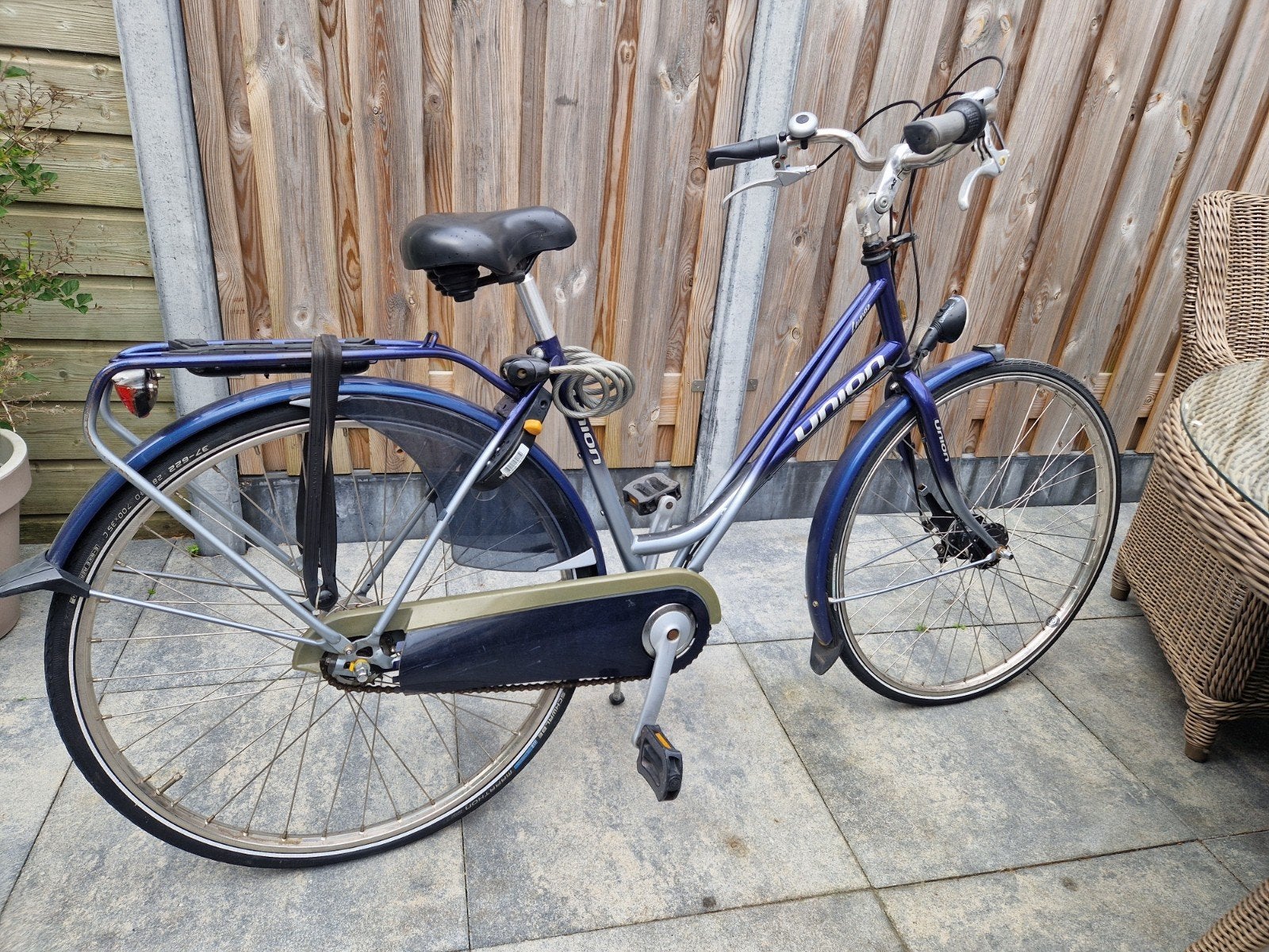Union damesfiets - Blauw/Zilver - Gebruikt, Fietsen en Brommers, Fietsen | Dames | Damesfietsen, Velgrem, Versnellingen, Ophalen