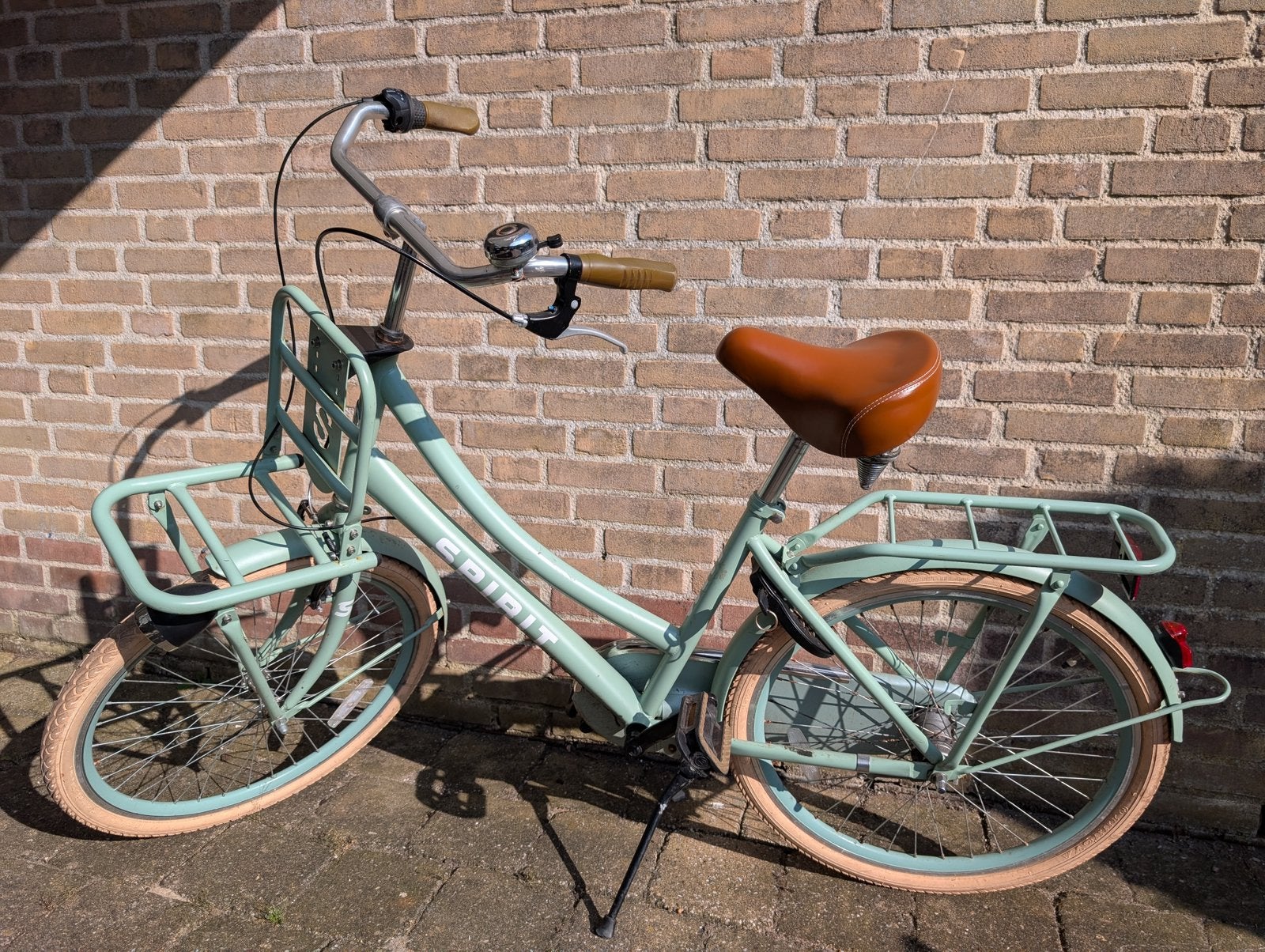 Meisjesfiets Spirit Cargo 24” mintgroen, Fietsen en Brommers, Fietsen | Meisjes, Ophalen, Zo goed als nieuw, 24 inch, Handrem