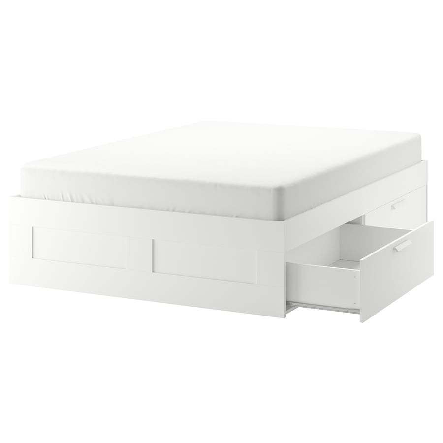 Ikea brimnes bed met boxspring mattras 140x200, Ophalen, Gebruikt, Wit, 140 cm