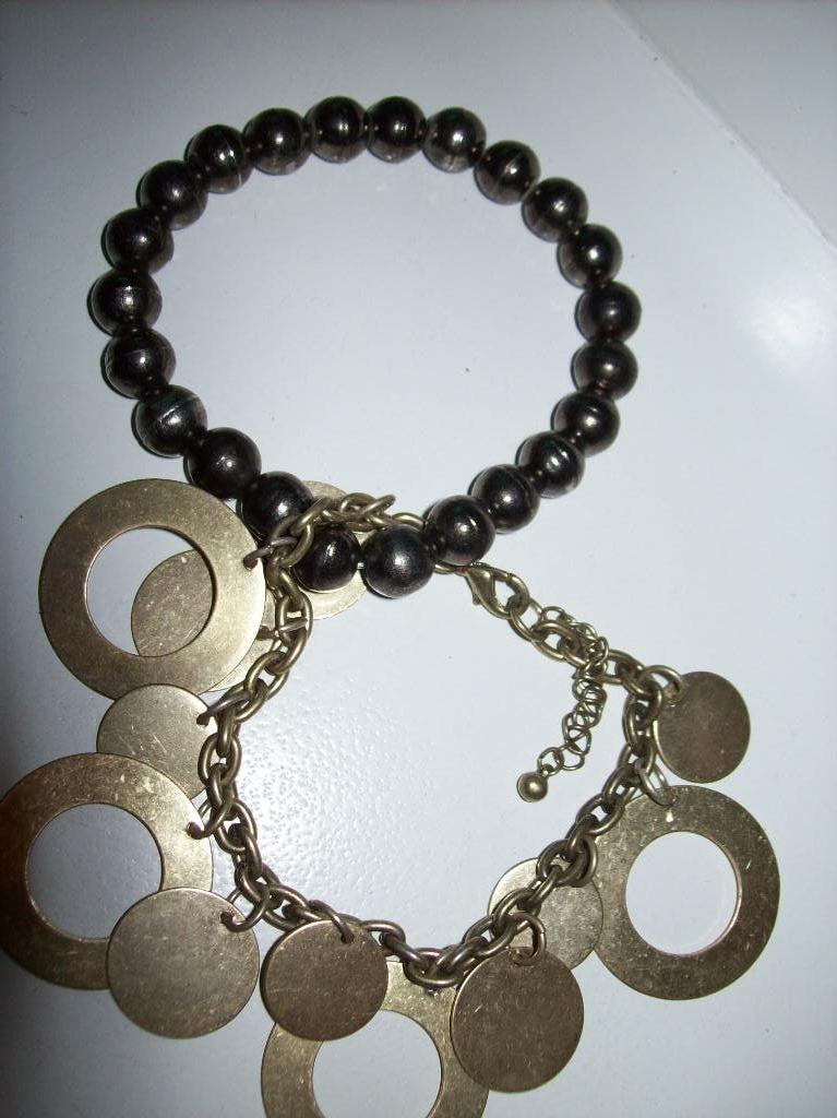 Armbanden  Zwart Steen rekbaar Goudkleur Bedels verstelbaar, Overige materialen, Met bedels of kralen, Verzenden, Nieuw