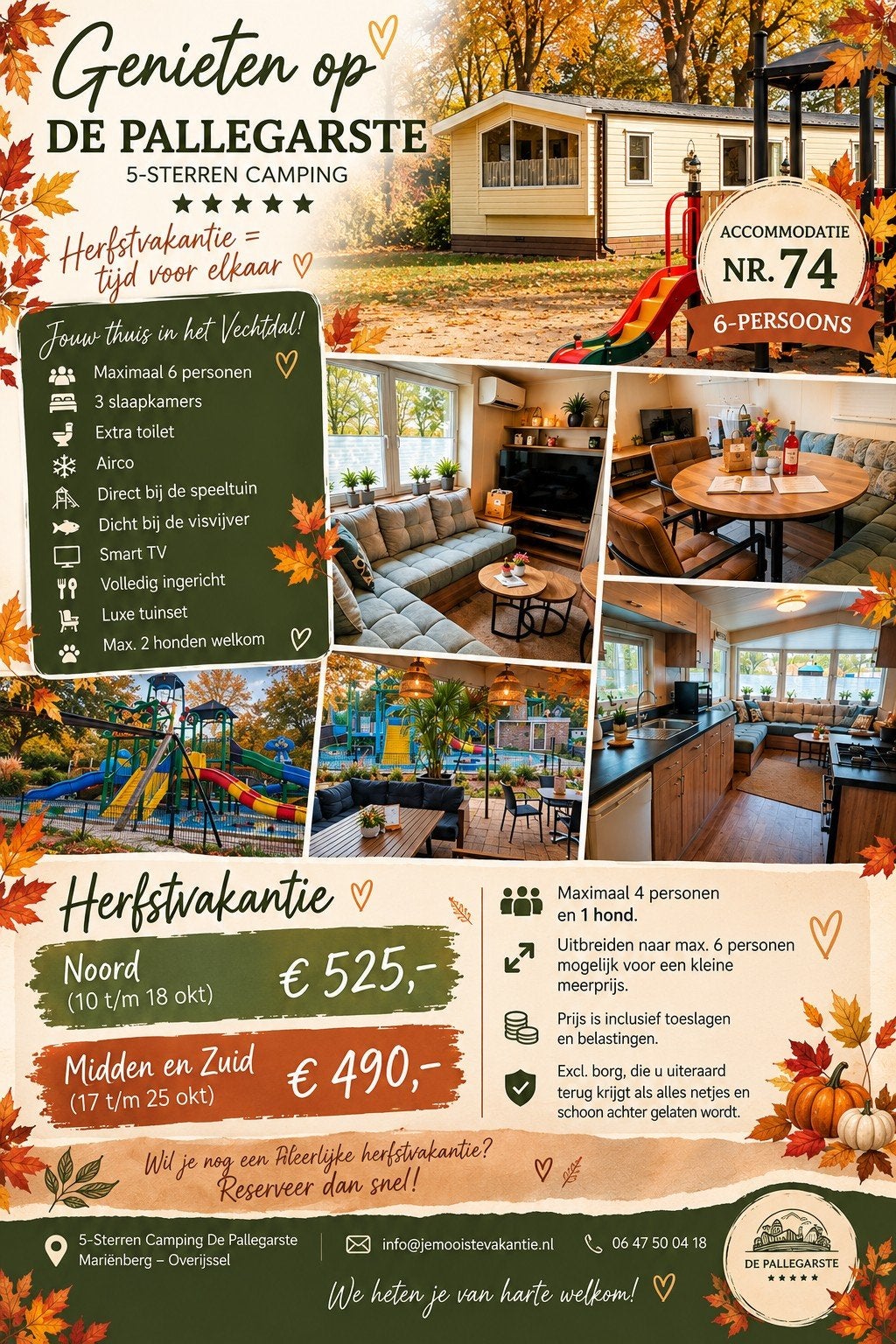 Actie priizen!!🏡 op Top Plek. 5-* camping De Pallegarste