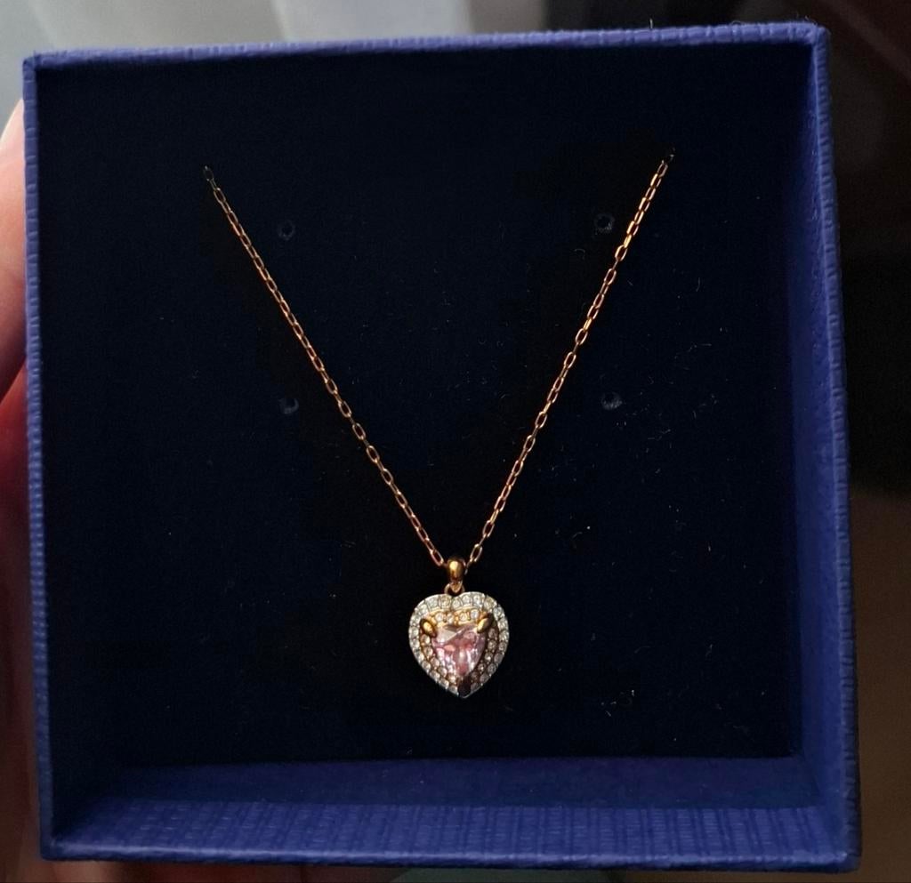 Swarovski rose gold ketting, Ophalen of Verzenden, Zo goed als nieuw, Roze, Goud
