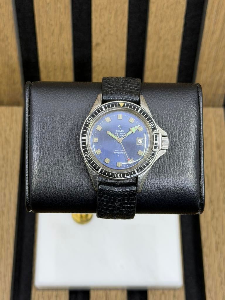 Yema Superman vintage heren horloge, Overige merken, Staal, Met bandje, Verzenden