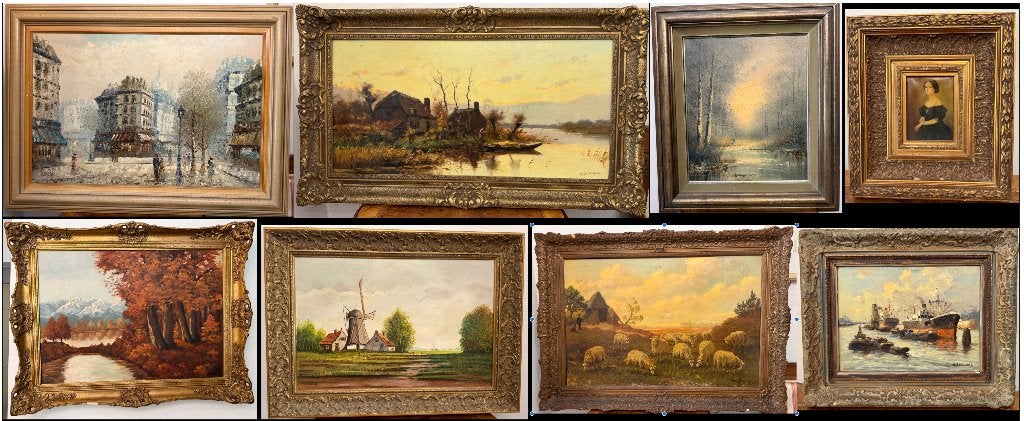 Partij van 8 olieverfschilderijen uit particuliere collectie, Antiek en Kunst, Ophalen, Overige onderwerpen