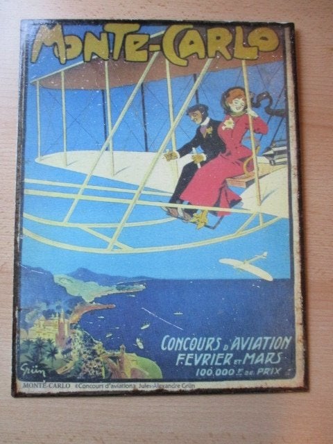 Monte Carlo Concours d'Aviation metalen bord 35x26,5cm, Ophalen of Verzenden, Overige typen