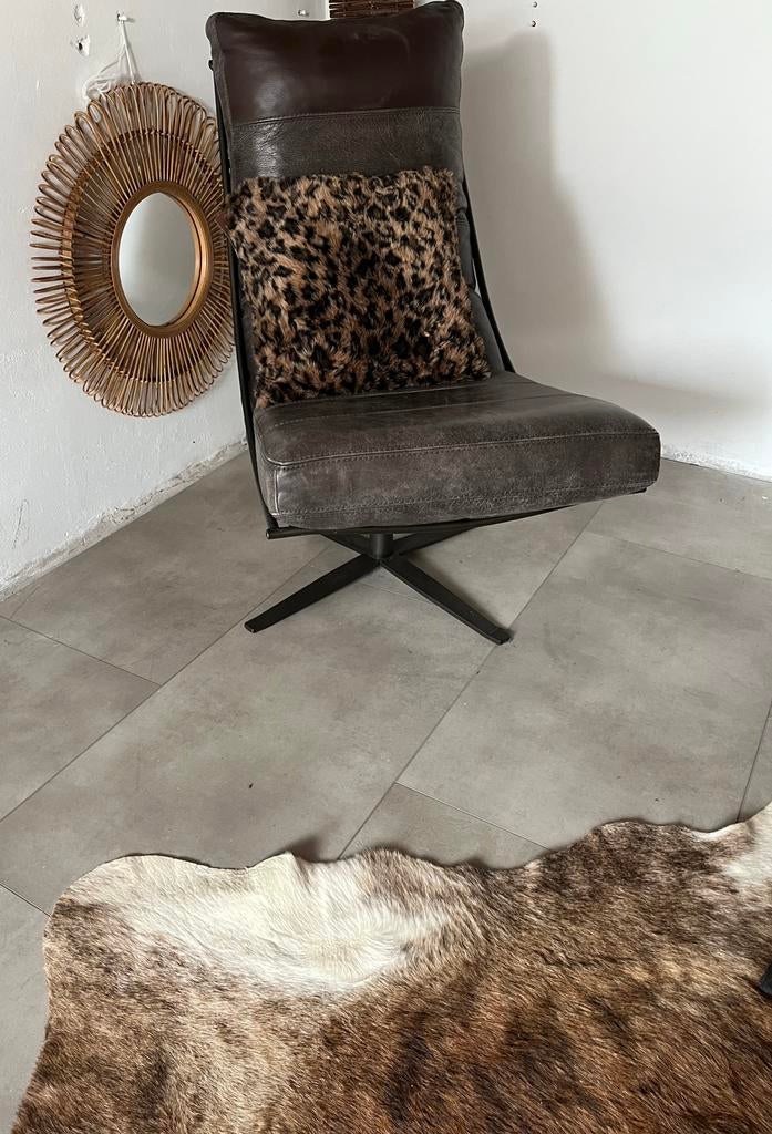 Industriële draaifauteuil fauteuil leer, Ophalen of Verzenden, Zo goed als nieuw, 50 tot 75 cm, Leer