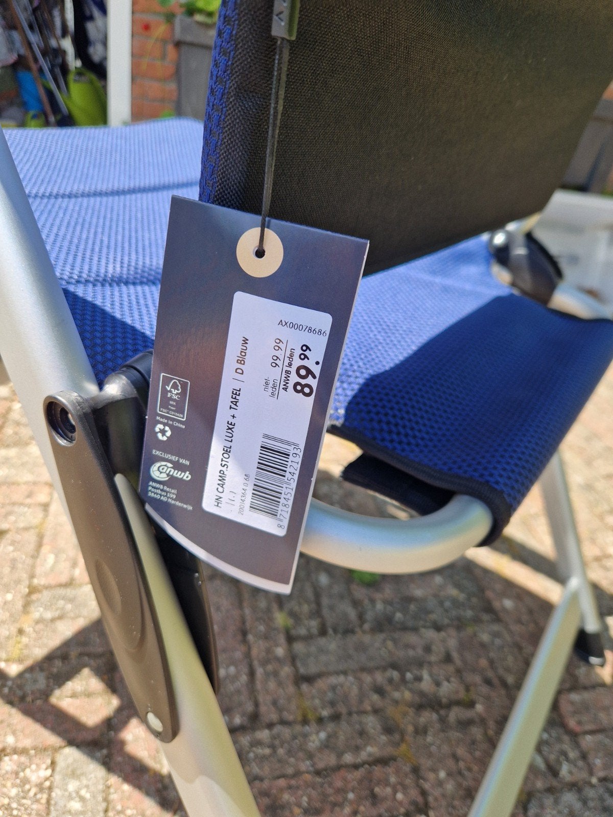 2 nieuwe anwb tuinstoelen met tafeltje, Tuin en Terras, Ophalen, Nieuw, Verstelbaar