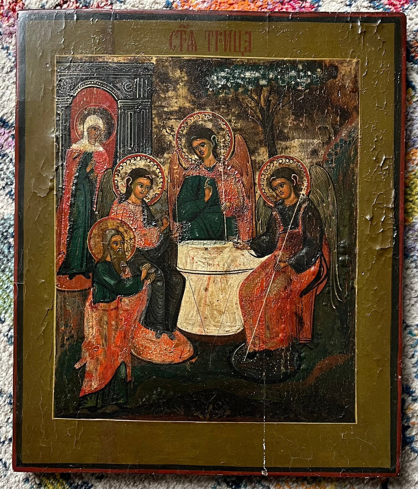 Grote antieke Russische icoon, Antiek en Kunst, Ophalen of Verzenden
