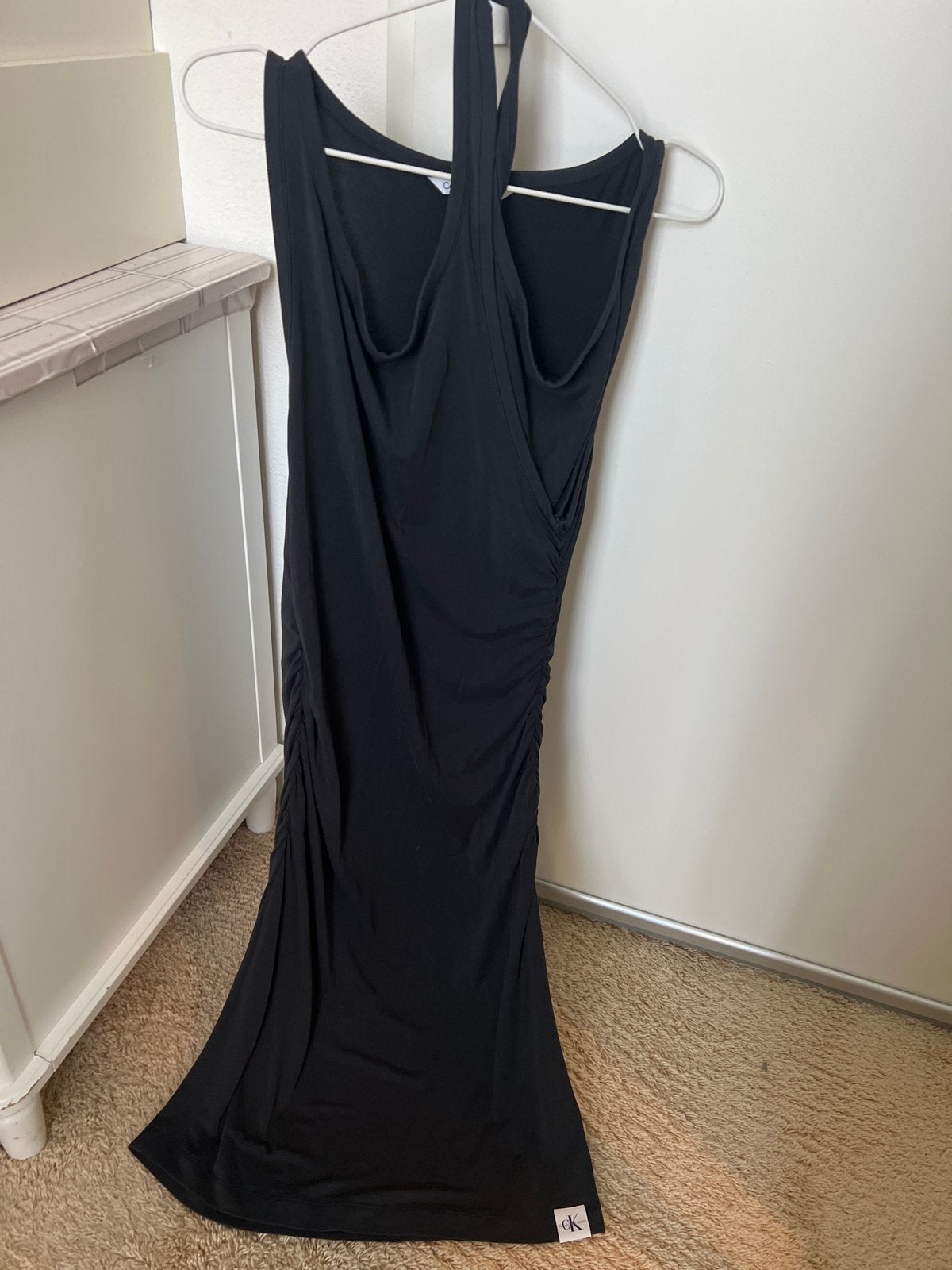 Calvin Klein Zwarte Halter Maxi Jurk Maat M, Maat 38/40 (M), Zwart, Ophalen of Verzenden, Zo goed als nieuw