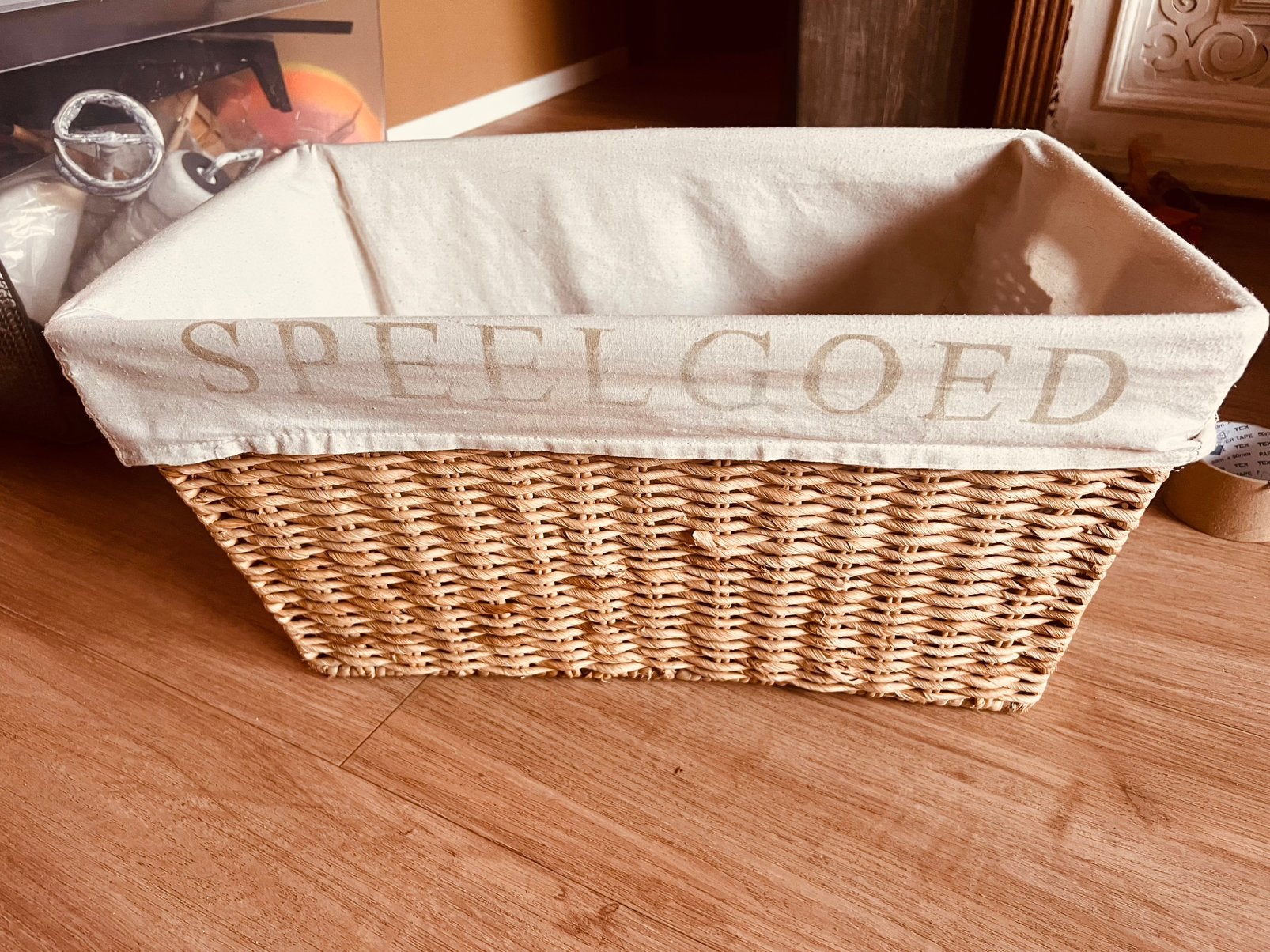 Rieten Speelgoed mand uitneembaar doek, Ophalen of Verzenden, Rechthoekig, Riet