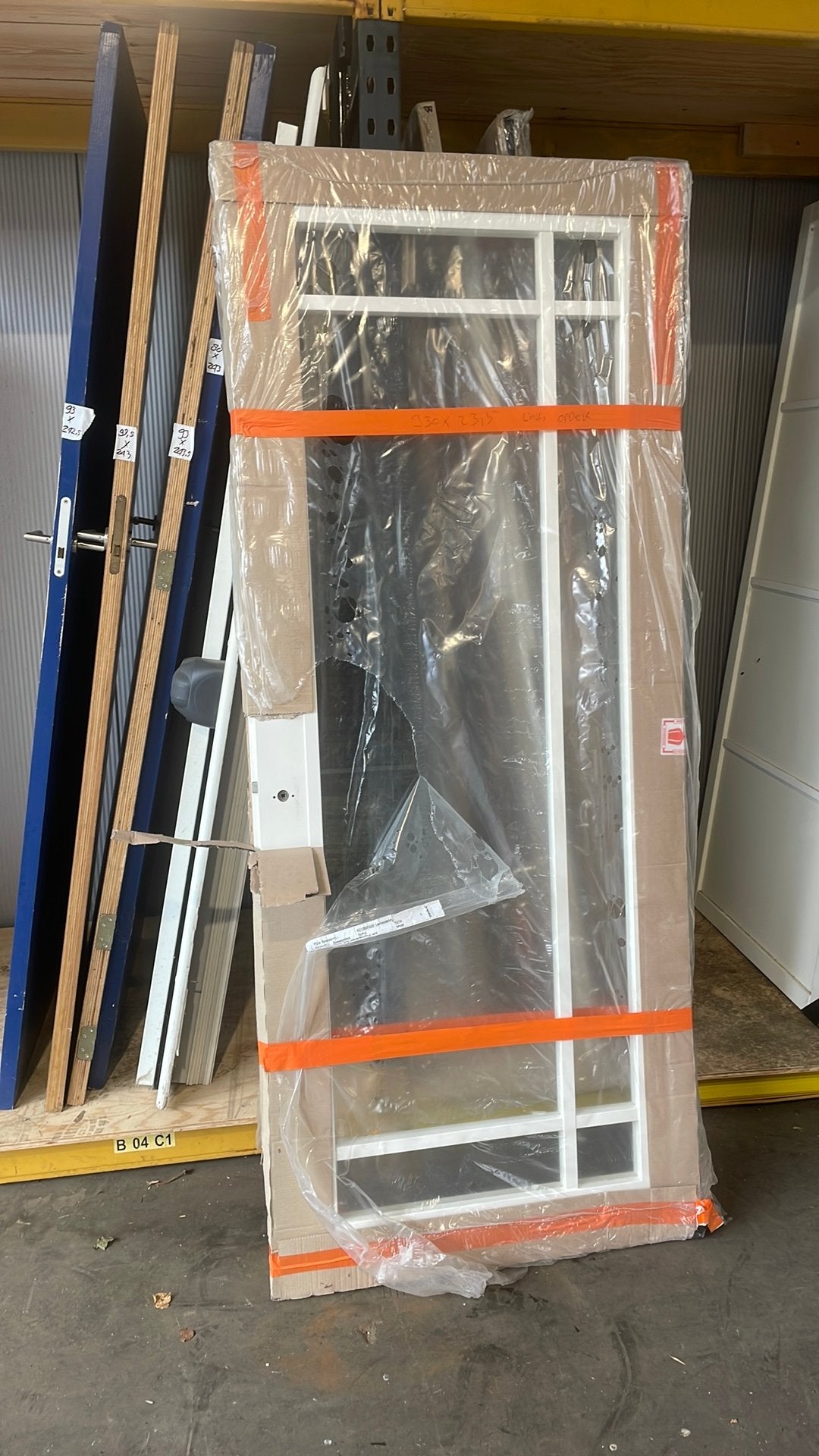 Opdekdeur met glas 93x231,5, Doe-het-zelf en Verbouw, Ophalen, Binnendeur, 215 cm of meer