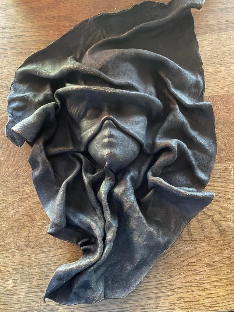 Leren wandsculptuur gezicht, Ophalen, Wandsculptuur, Zwart, Vintage